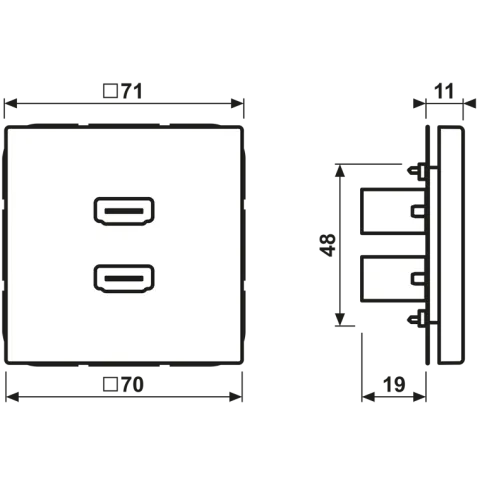 Adaptador HDMI 2 x Termoplástico Cinzento Claro LS JUNG MALS1133LG