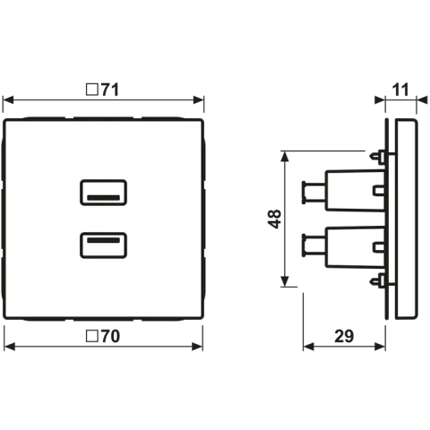 Adaptador 2 x USB 2.0 em Termoplástico Cinzento Claro LS JUNG MALS1153LG