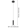 ALMUDAINA Candeeiro de Teto Suspenso LED em Aço Preto 110cm 900926