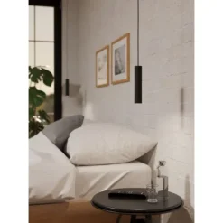 ALMUDAINA Candeeiro de Teto Suspenso LED em Aço Preto 110cm 900926