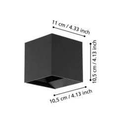 Aplique de Exterior LED com Painéis Ajustáveis Preto CALPINO EGLO 97242