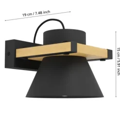 Aplique de Parede com Abajur de Aço Preto e Madeira MACCLES EGLO 43958