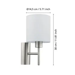 Aplique de Parede com Abajur em Tecido Branco PASTERI EGLO 94924