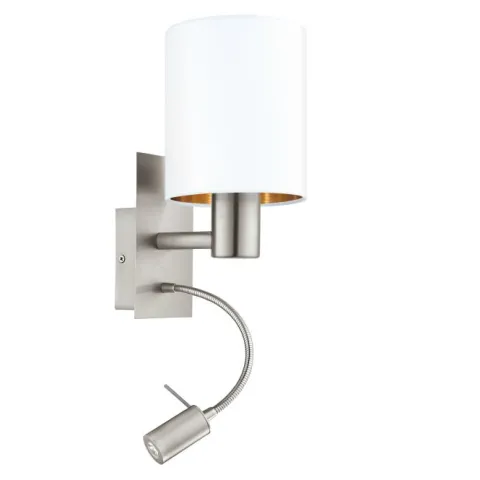 Aplique de Parede com Abajur em Tecido Branco PASTERI EGLO 96484