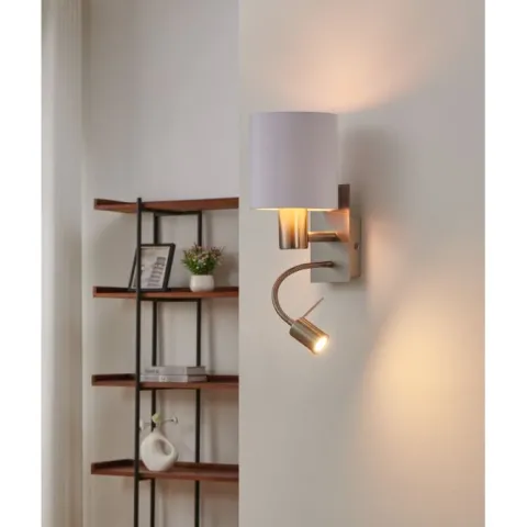 Aplique de Parede com Abajur em Tecido Branco PASTERI EGLO 96484