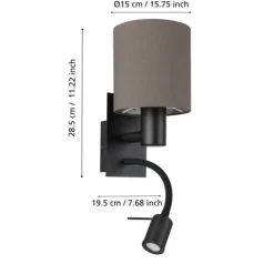 Aplique de Parede com Abajur em Tecido Castanho Antracite PASTERI EGLO 900701