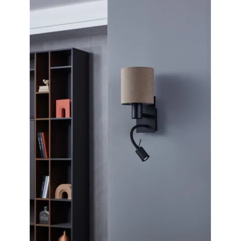 Aplique de Parede com Abajur em Tecido Castanho Antracite PASTERI EGLO 900701
