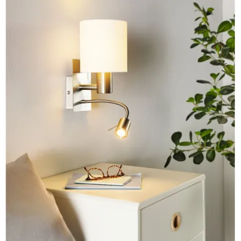 Aplique de Parede com Abajur em Tecido Branco PASTERI EGLO 96477