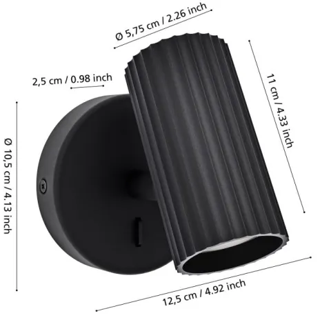 Aplique de Parede com Cabeçote Orientável PORTILLO EGLO 902031