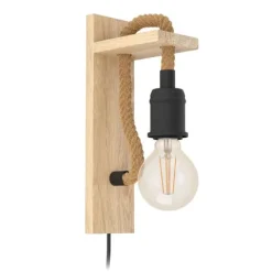 Aplique de Parede com Madeira e Metal Preto RAMPSIDE EGLO 43197