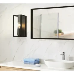 Aplique de Parede com Moldura de Metal Preto e Vidro Transparente AMEZOLA EGLO 99123