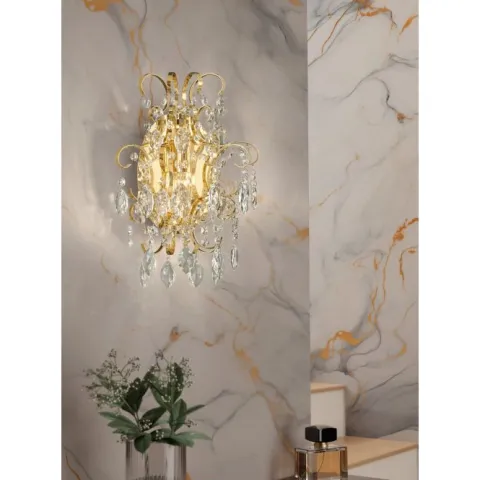 Aplique de Parede em Metal Dourado e Cristal FENOULLET 1 EGLO 39604