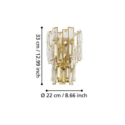Aplique de Parede em Metal e Cristal CALMEILLES EGLO 39615