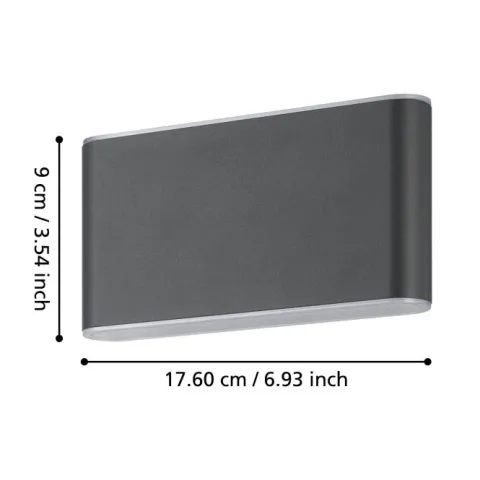 Aplique de Parede Exterior Antracite com LED e CCT GRUTTI EGLO 901026