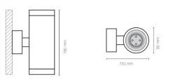 Aplique de Parede Exterior Cinzento em Alumínio Extrudido Tromilux 2067.200.2TX Cinza