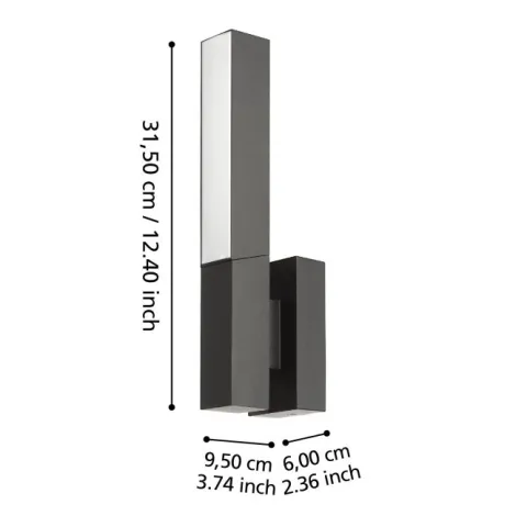 Aplique de Parede Exterior LED Preto UGENTO EGLO 900709
