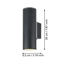 Aplique de Parede Exterior LED com Corpo Cilíndrico e Vidro Transparente RIGA EGLO 94103