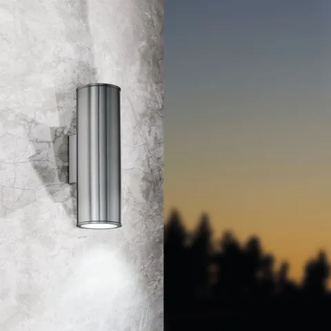 Aplique de Parede Exterior LED com Corpo Cilíndrico em Metal Cromado RIGA EGLO 94107