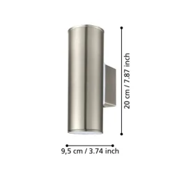 Aplique de Parede Exterior LED com Corpo Cilíndrico em Metal Cromado RIGA EGLO 94107