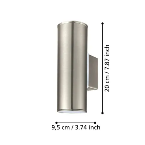 Aplique de Parede Exterior LED com Corpo Cilíndrico em Metal Cromado RIGA EGLO 94107