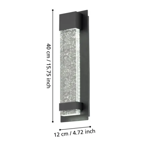 Aplique de Parede Exterior LED em Alumínio Preto VILLAGRAZIA EGLO 98154