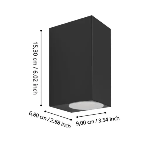 Aplique de Parede Exterior Preto com Dupla Luz GU10 JABAGA EGLO 900276