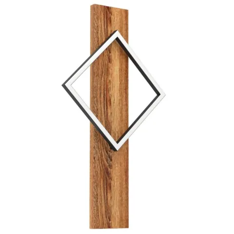 Aplique de Parede LED com Madeira Rústica e Metal Preto BOYAL EGLO 901934