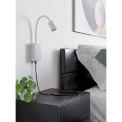 Aplique de Parede LED com Pescoço Ajustável e Porta USB TAZZOLI EGLO 96566