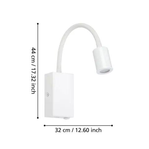 Aplique de Parede LED com Pescoço Ajustável e Porta USB TAZZOLI EGLO 96566