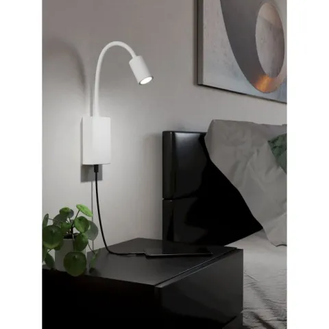 Aplique de Parede LED com Pescoço Ajustável e Porta USB TAZZOLI EGLO 96566