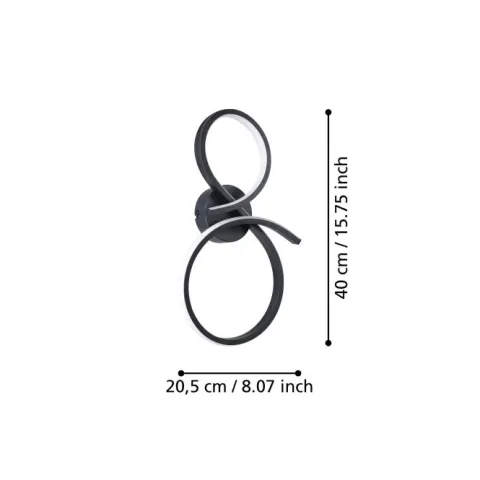 Aplique de Parede LED Curvo Preto e Branco SERPINS EGLO 901268