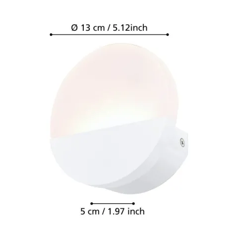 Aplique de Parede LED em Alumínio Branco METRASS 1 EGLO 96039