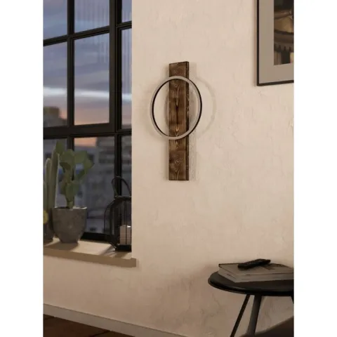 Aplique de Parede LED em Madeira Mosqueada e Metal Preto BOYAL EGLO 99353