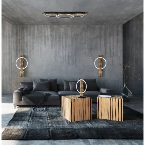 Aplique de Parede LED em Madeira Mosqueada e Metal Preto BOYAL EGLO 99353