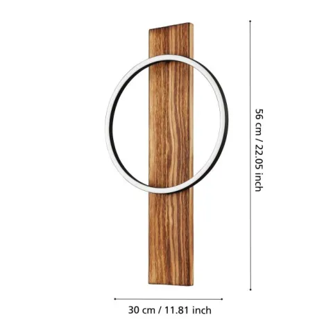Aplique de Parede LED em Madeira Mosqueada e Metal Preto BOYAL EGLO 99353