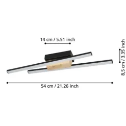 Aplique de Parede LED em Metal Preto e Madeira Natural PANAGRIA EGLO 900491
