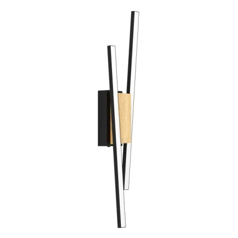 Aplique de Parede LED em Metal Preto e Madeira Natural PANAGRIA EGLO 900491