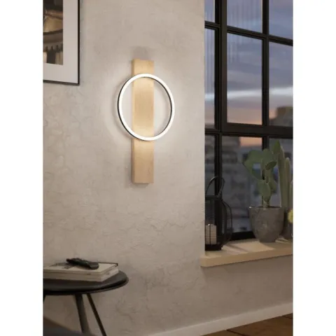 Aplique de Parede LED Preto com Detalhe em Carvalho BOYAL EGLO 901715