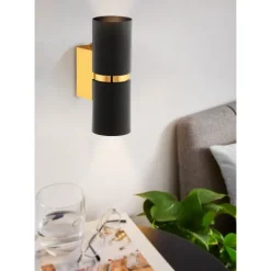Aplique de Parede LED Preto e Dourado PASSA EGLO 95364
