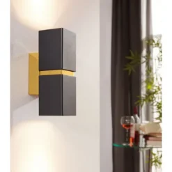 Aplique de Parede LED Preto e Dourado PASSA EGLO 95373