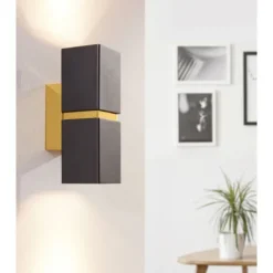 Aplique de Parede LED Preto e Dourado PASSA EGLO 95373