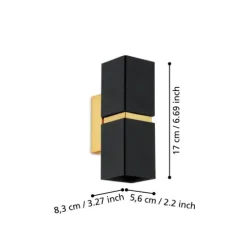 Aplique de Parede LED Preto e Dourado PASSA EGLO 95373