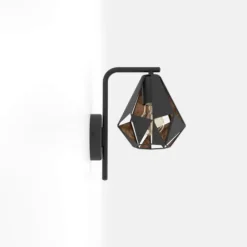 Aplique de Parede Metal Preto com Abajur Diamante CARLTON 4 EGLO 43057