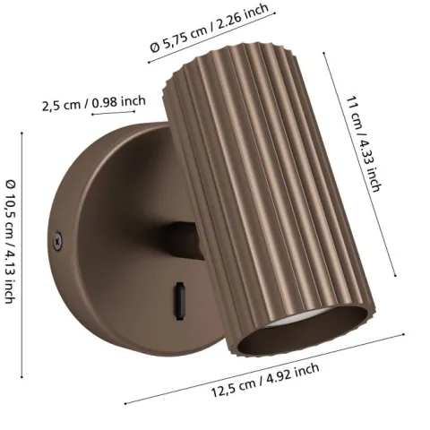 Aplique de Parede Moderno com Spot Orientável PORTILLO EGLO 902035