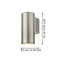 Aplique de Parede para Exterior LED em Aço Inoxidável RIGA EGLO 94106