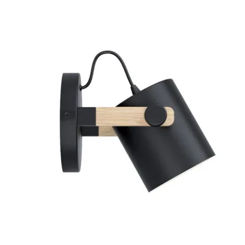 Aplique de Parede Preto-Creme com Madeira HORNWOOD EGLO 43518