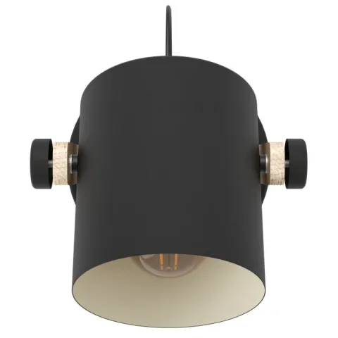 Aplique de Parede Preto-Creme com Madeira HORNWOOD EGLO 43518