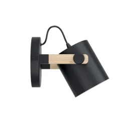 Aplique de Parede Preto-Creme com Madeira HORNWOOD EGLO 43518