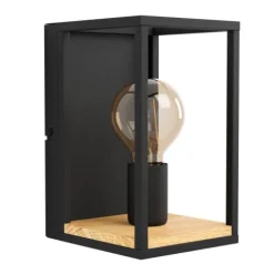 Aplique de Parede Retangular em Metal Preto e Madeira LIBERTAD EGLO 99796
