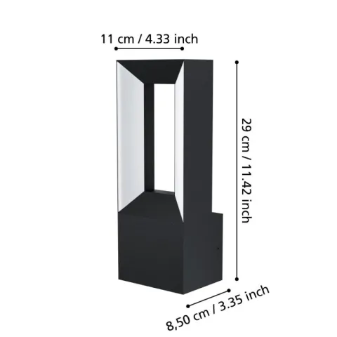Aplique LED Exterior com Corpo em Alumínio Fundido Preto RIFORANO EGLO 98725